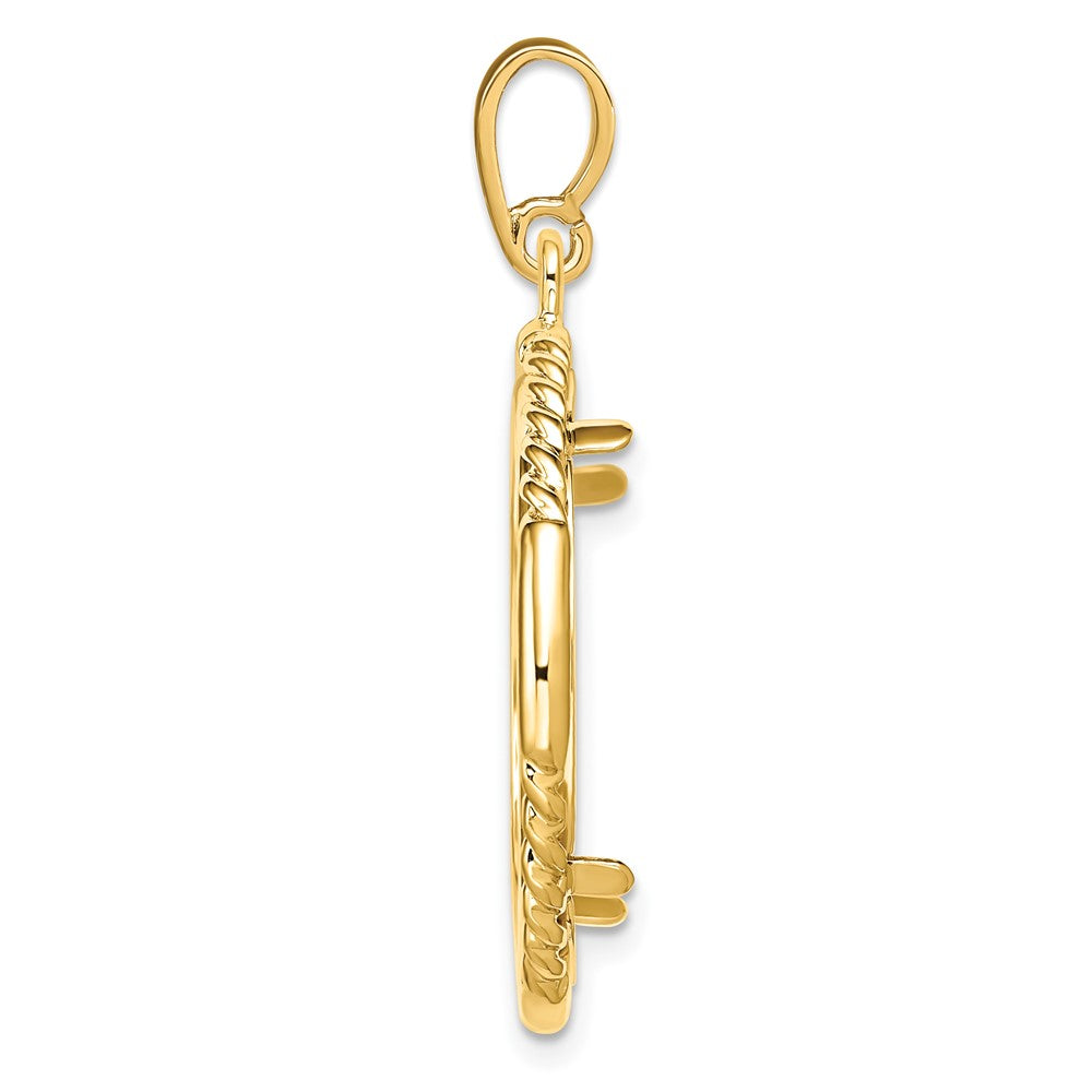 FJC Finejewelers 14 kt Yellow Gold Quadruple Twist and Bright 22mm Prong Coin Bezel Pendant