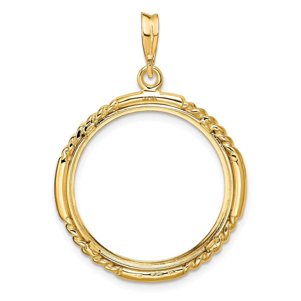 FJC Finejewelers 14 kt Yellow Gold Quadruple Twist and Bright 22mm Prong Coin Bezel Pendant