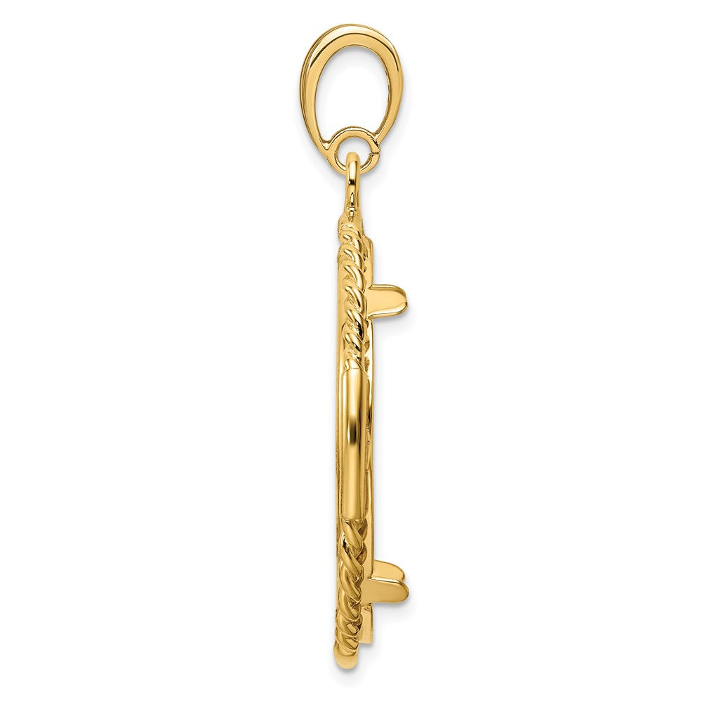 FJC Finejewelers 14 kt Yellow Gold Quadruple Twist and Bright 27mm Prong Coin Bezel Pendant