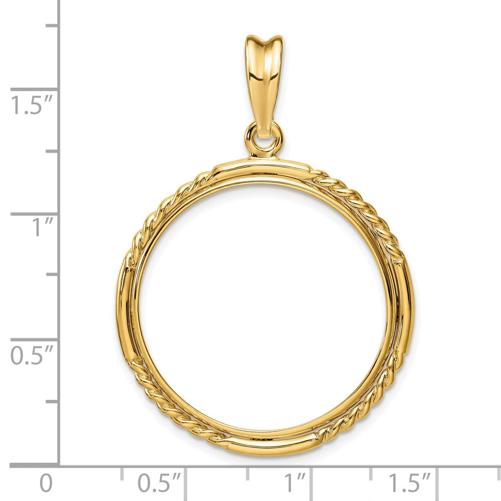 FJC Finejewelers 14 kt Yellow Gold Quadruple Twist and Bright 27mm Prong Coin Bezel Pendant