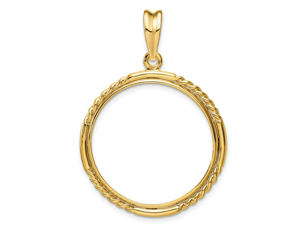 FJC Finejewelers 14 kt Yellow Gold Quadruple Twist and Bright 27mm Prong Coin Bezel Pendant