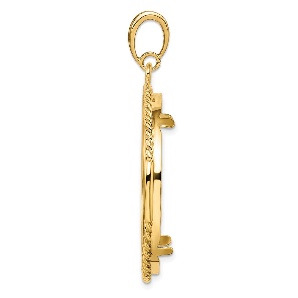 FJC Finejewelers 14 kt Yellow Gold Quadruple Twist and Bright 32mm Prong Coin Bezel Pendant