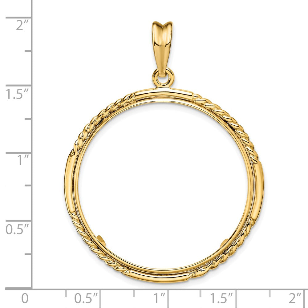 FJC Finejewelers 14 kt Yellow Gold Quadruple Twist and Bright 32mm Prong Coin Bezel Pendant