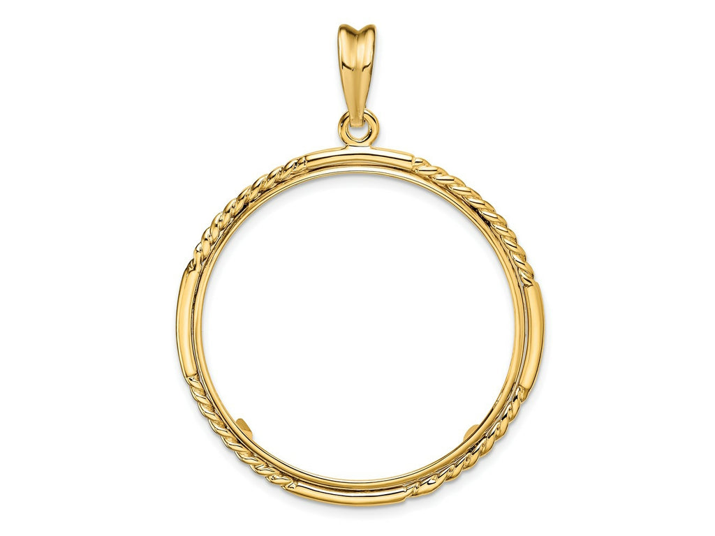FJC Finejewelers 14 kt Yellow Gold Quadruple Twist and Bright 32mm Prong Coin Bezel Pendant