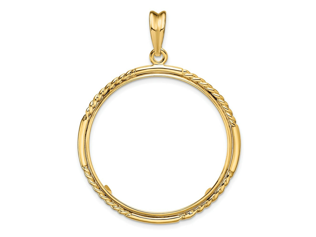 FJC Finejewelers 14 kt Yellow Gold Quadruple Twist and Bright 32mm Prong Coin Bezel Pendant