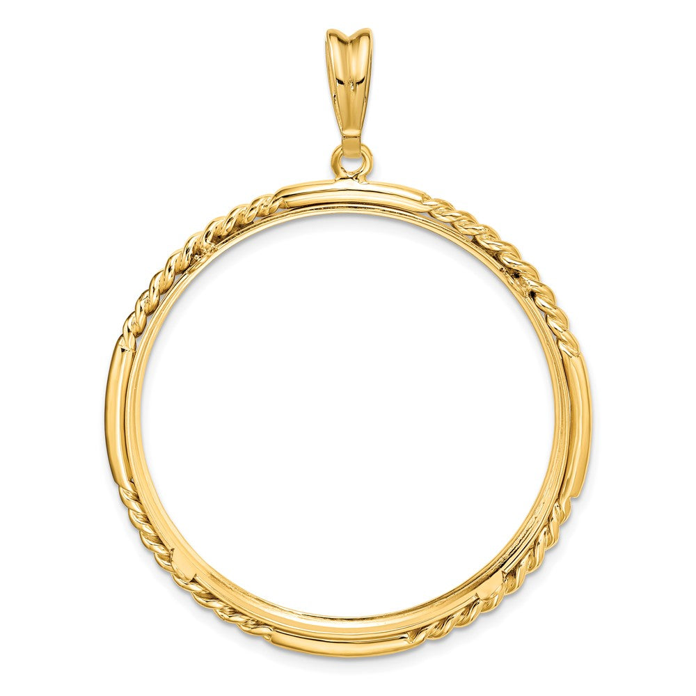 FJC Finejewelers 14 kt Yellow Gold Quadruple Twist and Bright 34.2mm Prong Coin Bezel Pendant