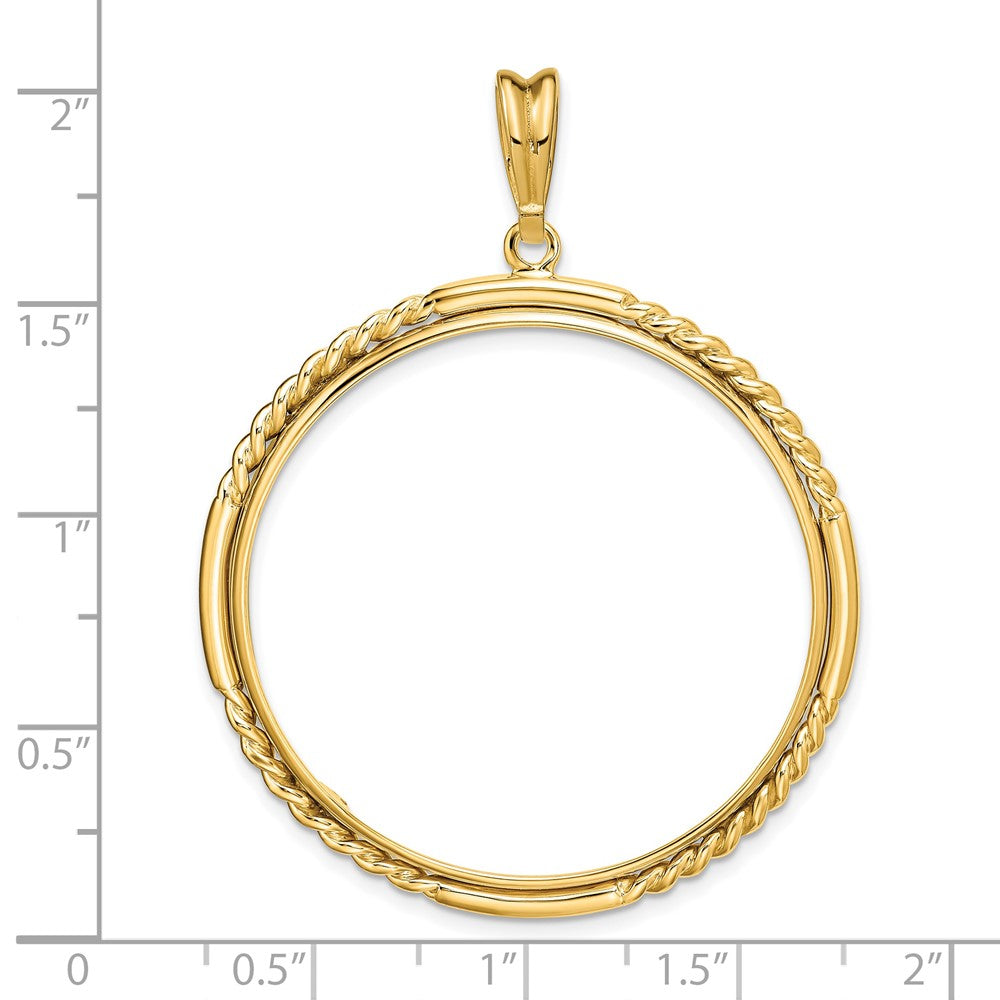 FJC Finejewelers 14 kt Yellow Gold Quadruple Twist and Bright 34.2mm Prong Coin Bezel Pendant