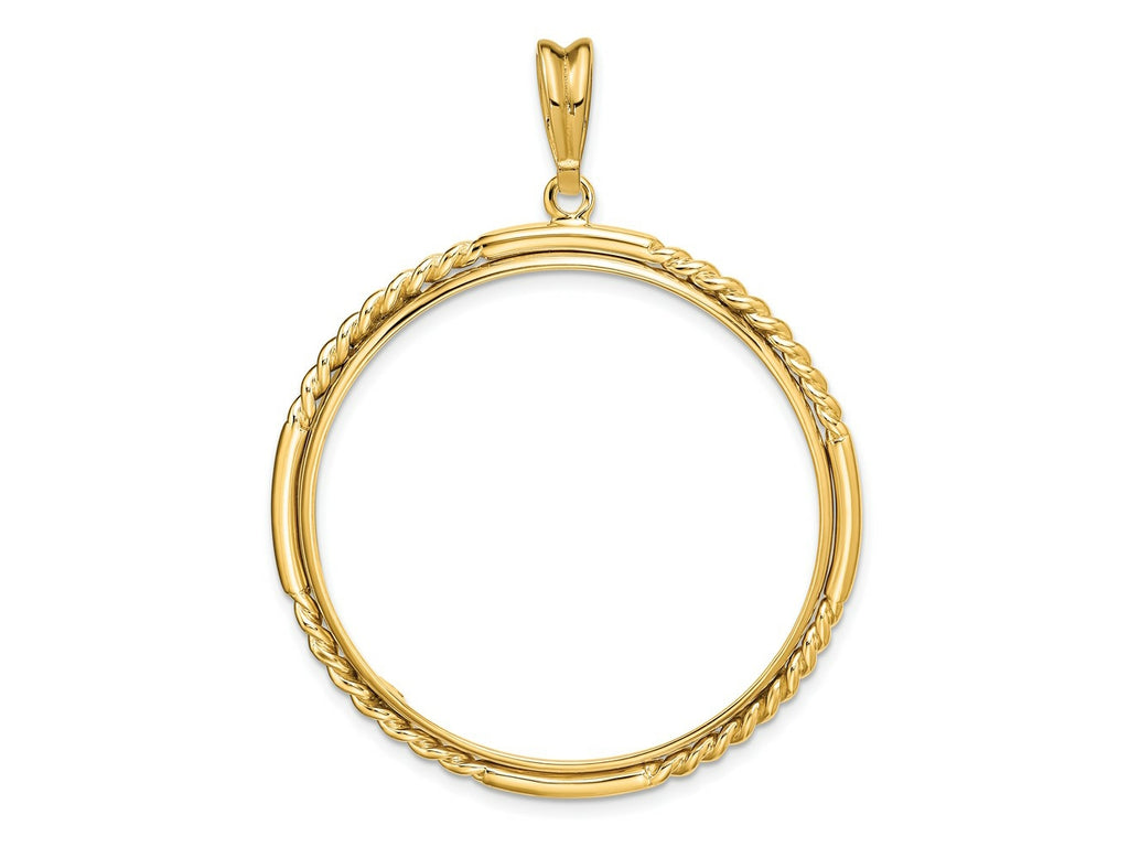 FJC Finejewelers 14 kt Yellow Gold Quadruple Twist and Bright 34.2mm Prong Coin Bezel Pendant