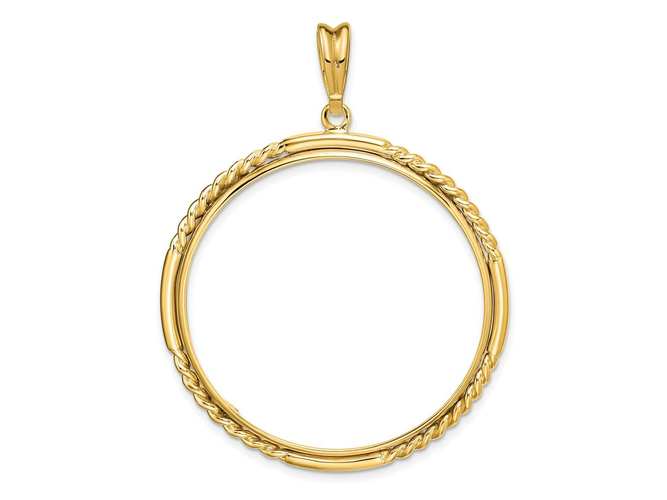 FJC Finejewelers 14 kt Yellow Gold Quadruple Twist and Bright 34.2mm Prong Coin Bezel Pendant