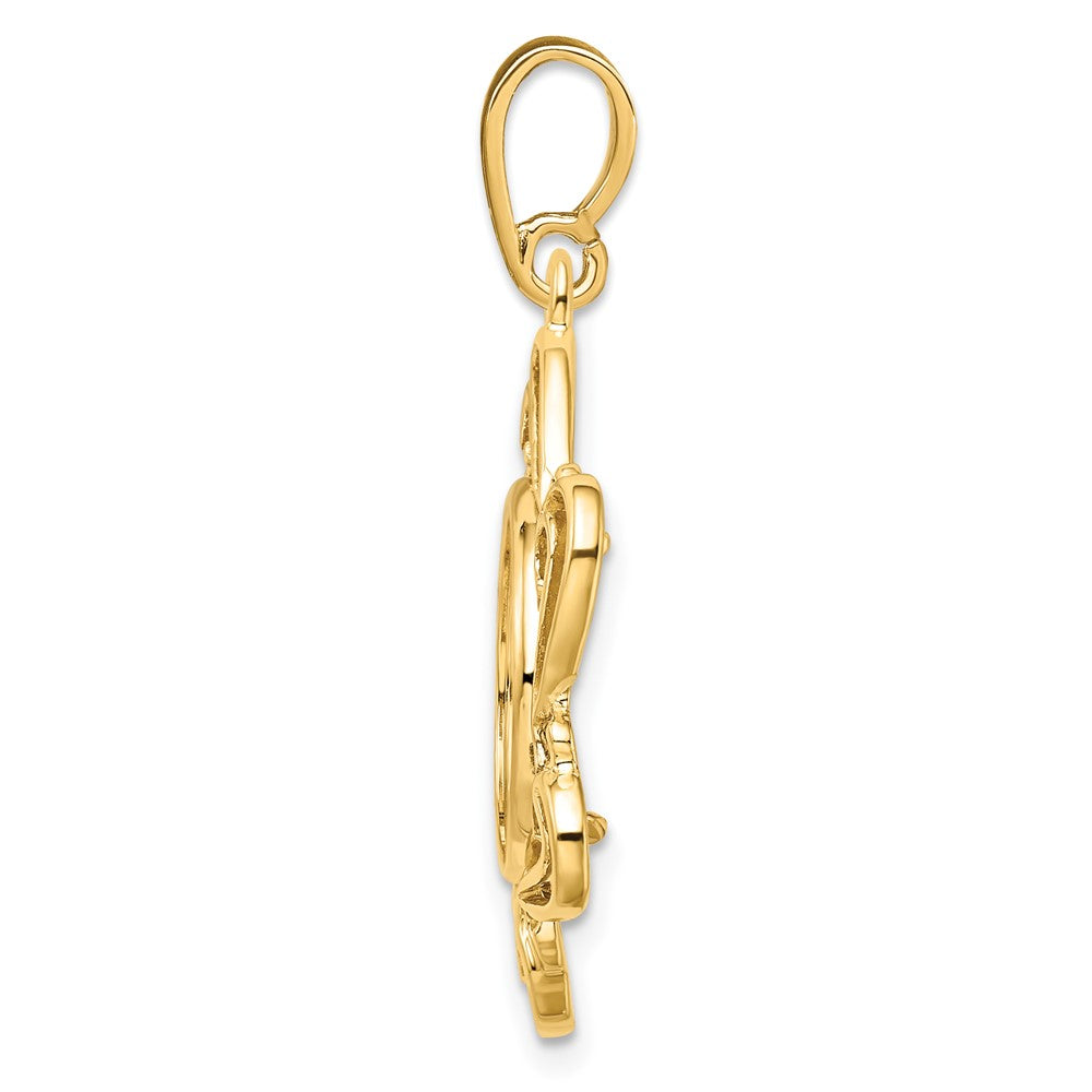 FJC Finejewelers 14 kt Yellow Gold Polished Curved Scroll 13.0mm Prong Coin Bezel Pendant