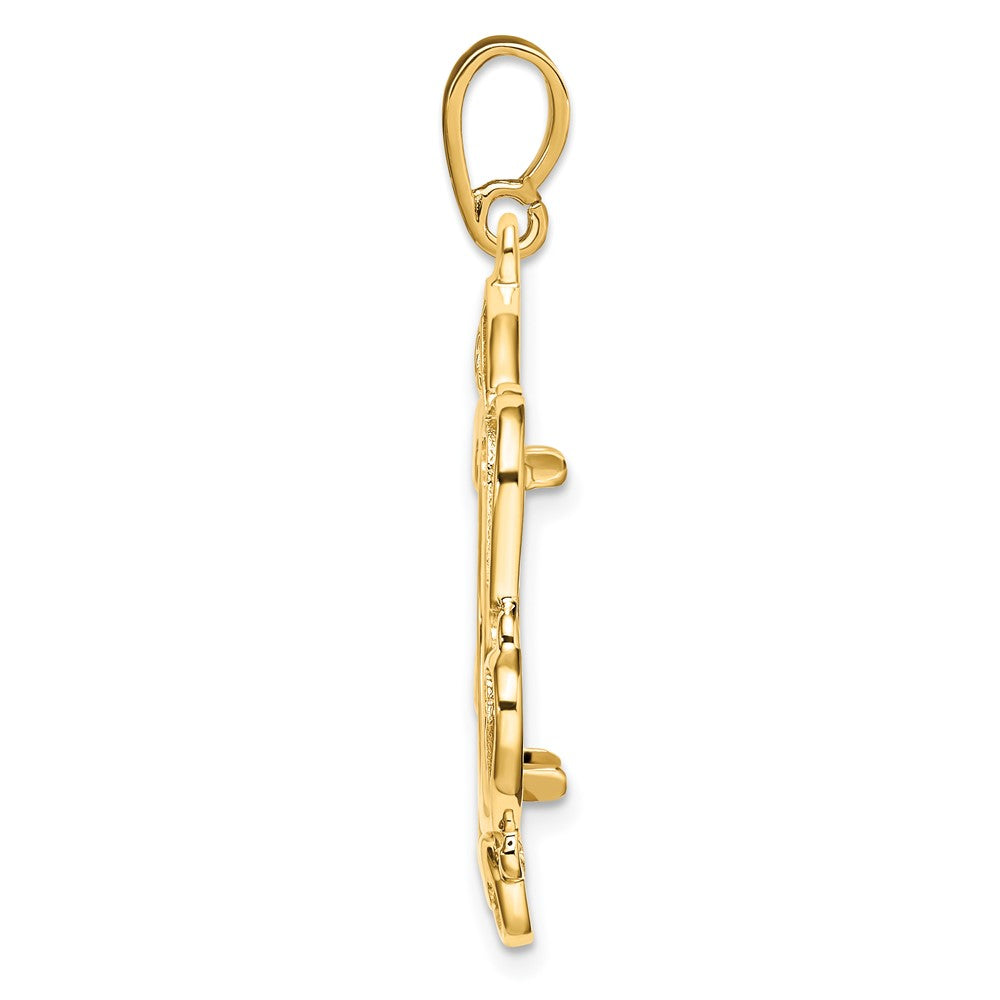 FJC Finejewelers 14 kt Yellow Gold Polished Curved Scroll 16.5mm Prong Coin Bezel Pendant