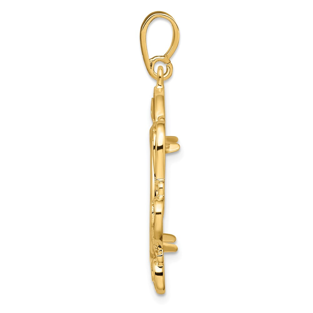 FJC Finejewelers 14 kt Yellow Gold Polished Curved Scroll 17.8mm Prong Coin Bezel Pendant