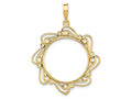 FJC Finejewelers 14 kt Yellow Gold Polished Curved Scroll 21.6mm Prong Coin Bezel Pendant