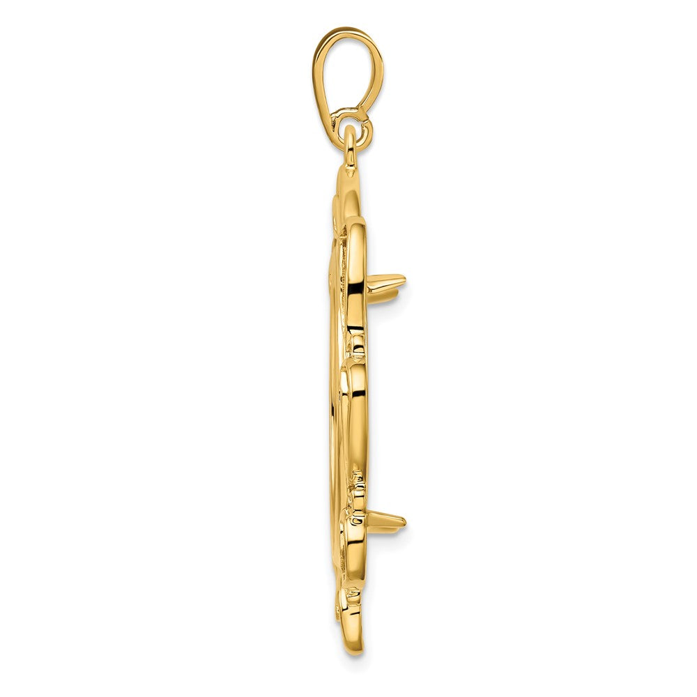 FJC Finejewelers 14 kt Yellow Gold Polished Curved Scroll 22.0mm Prong Coin Bezel Pendant