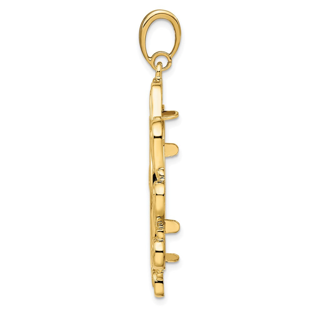 FJC Finejewelers 14 kt Yellow Gold Polished Curved Scroll 27.0mm Prong Coin Bezel Pendant
