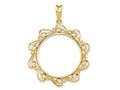 FJC Finejewelers 14 kt Yellow Gold Polished Curved Scroll 27.0mm Prong Coin Bezel Pendant