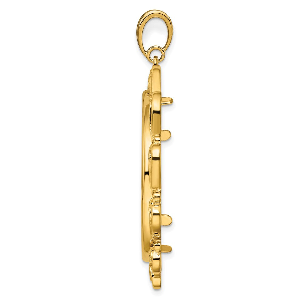 FJC Finejewelers 14 kt Yellow Gold Polished Curved Scroll 32.7mm Prong Coin Bezel Pendant
