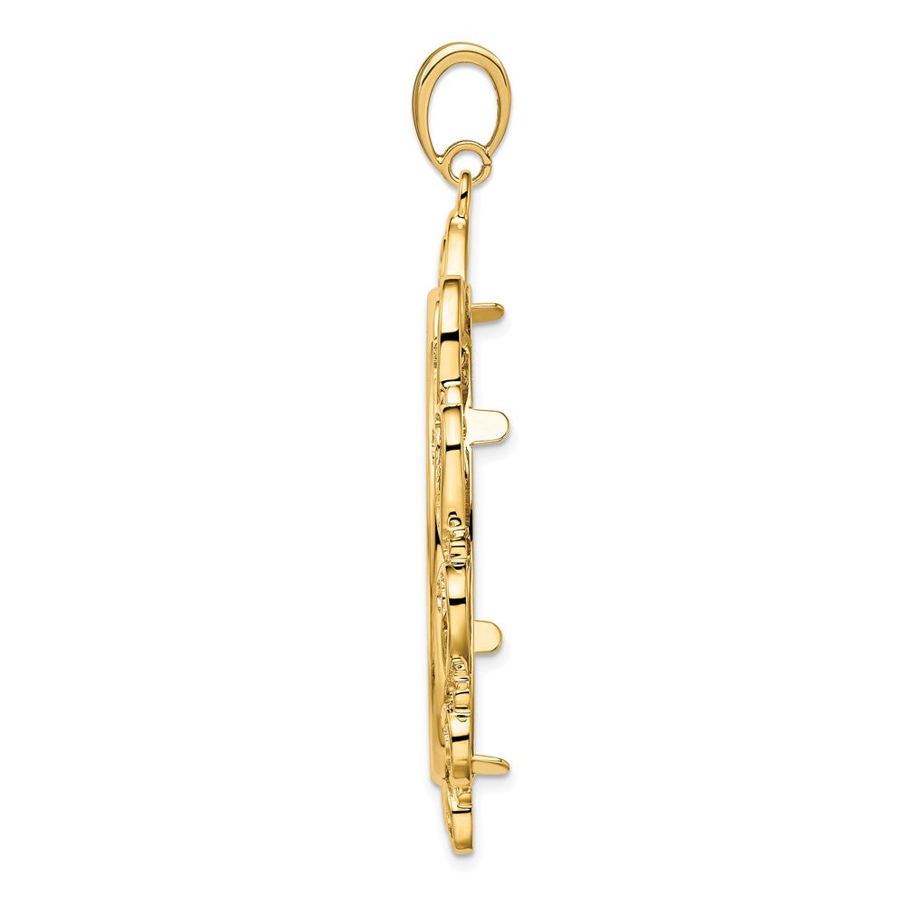 FJC Finejewelers 14 kt Yellow Gold Polished Curved Scroll 34.2mm Prong Coin Bezel Pendant