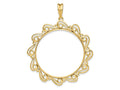 FJC Finejewelers 14 kt Yellow Gold Polished Curved Scroll 34.2mm Prong Coin Bezel Pendant