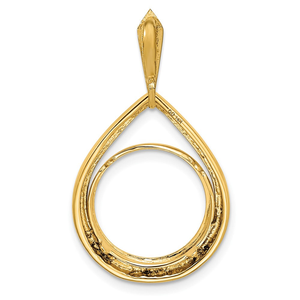 FJC Finejewelers 14 kt Yellow Gold Polished Teardrop Shaped 13.0mm Prong Coin Bezel Pendant