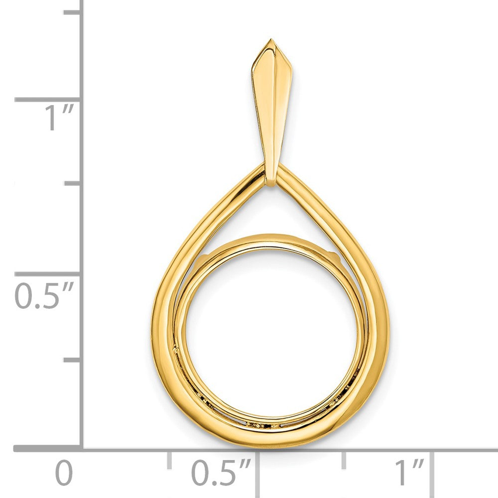 FJC Finejewelers 14 kt Yellow Gold Polished Teardrop Shaped 13.0mm Prong Coin Bezel Pendant