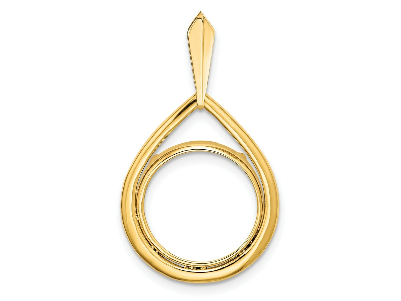 FJC Finejewelers 14 kt Yellow Gold Polished Teardrop Shaped 13.0mm Prong Coin Bezel Pendant
