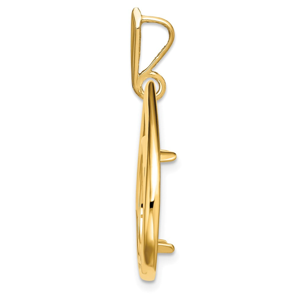 FJC Finejewelers 14 kt Yellow Gold Polished Teardrop Shaped 14.0mm Prong Coin Bezel Pendant