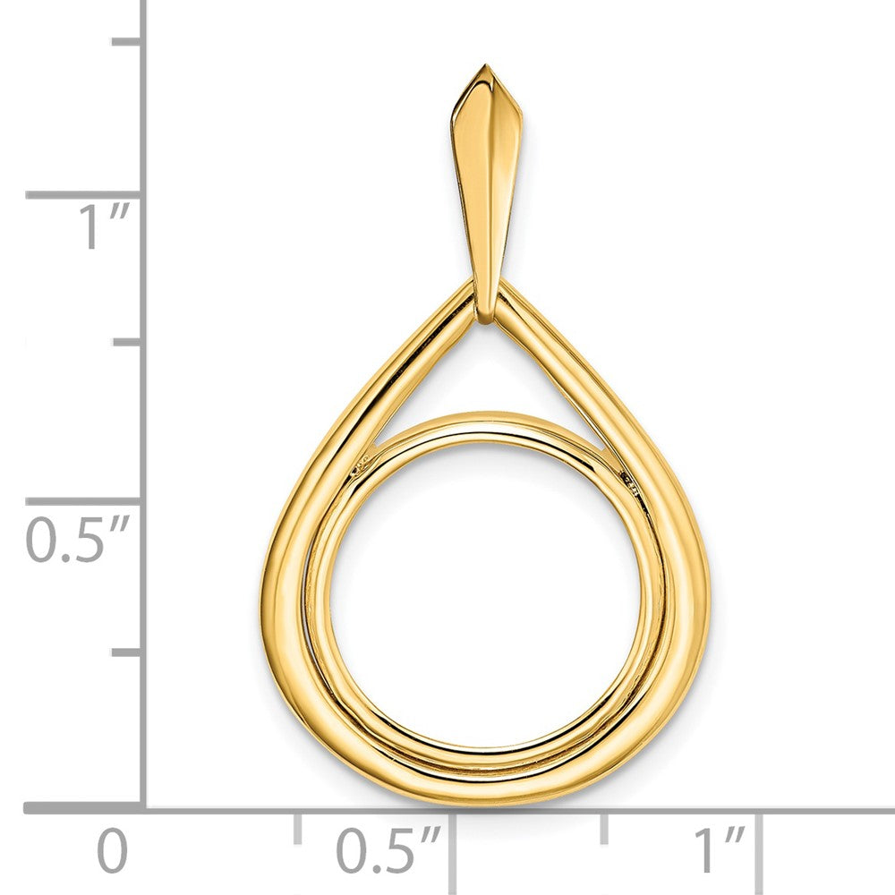 FJC Finejewelers 14 kt Yellow Gold Polished Teardrop Shaped 14.0mm Prong Coin Bezel Pendant
