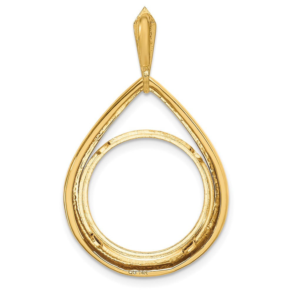 FJC Finejewelers 14 kt Yellow Gold Polished Teardrop Shaped 16.5mm Prong Coin Bezel Pendant
