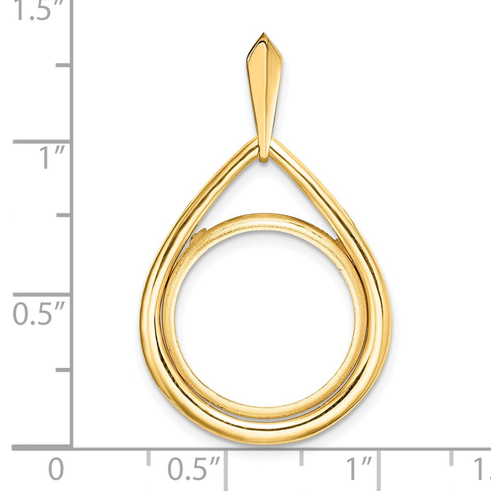 FJC Finejewelers 14 kt Yellow Gold Polished Teardrop Shaped 16.5mm Prong Coin Bezel Pendant