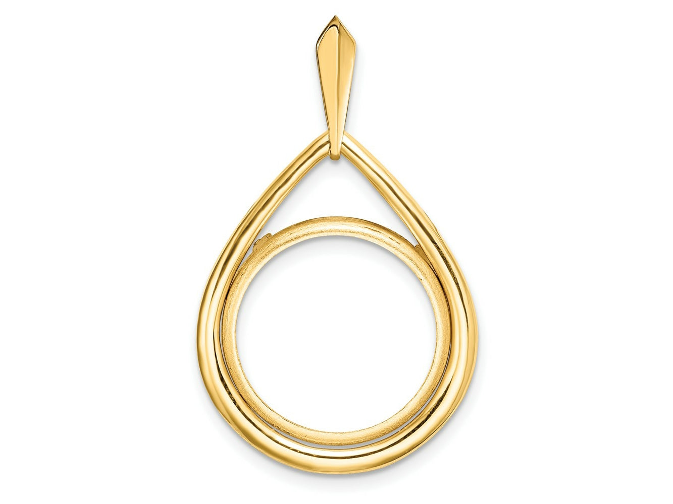 FJC Finejewelers 14 kt Yellow Gold Polished Teardrop Shaped 16.5mm Prong Coin Bezel Pendant