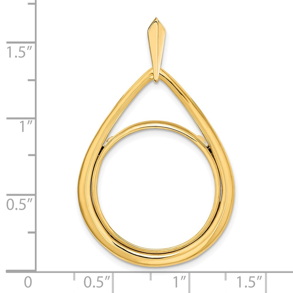 FJC Finejewelers 14 kt Yellow Gold Polished Teardrop Shaped 21.6mm Prong Coin Bezel Pendant