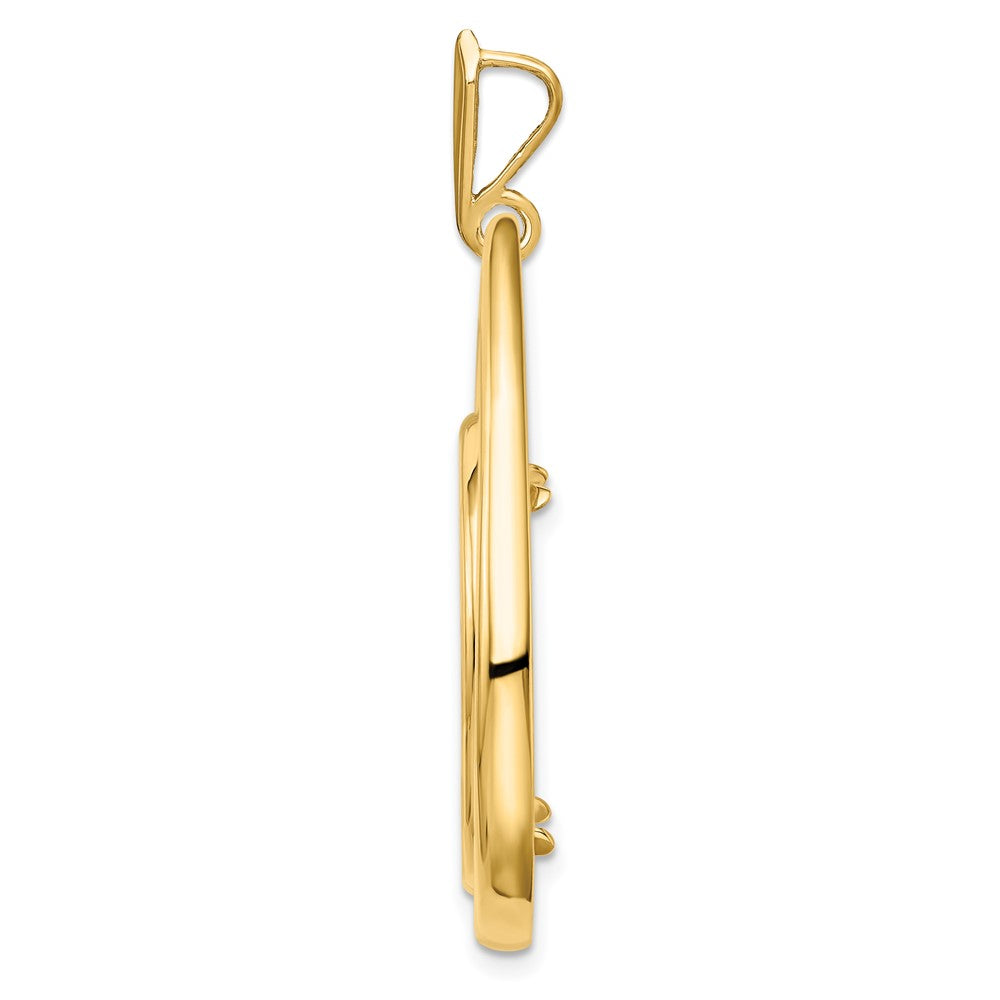 FJC Finejewelers 14 kt Yellow Gold Polished Teardrop Shaped 21.6mm Prong Coin Bezel Pendant