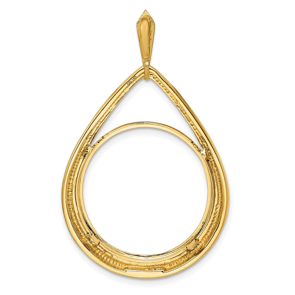 FJC Finejewelers 14 kt Yellow Gold Polished Teardrop Shaped 21.6mm Prong Coin Bezel Pendant