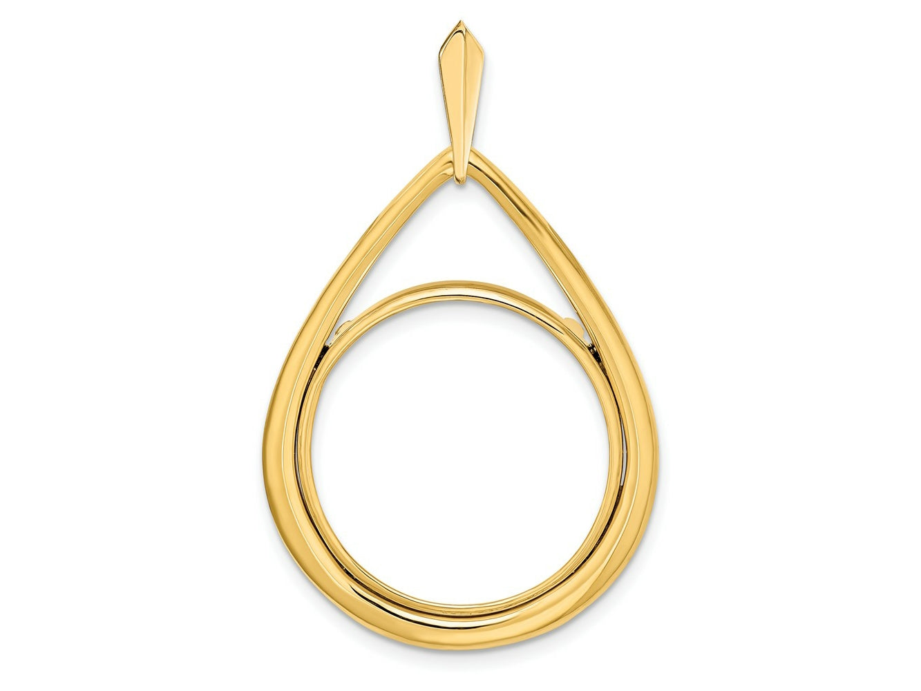 FJC Finejewelers 14 kt Yellow Gold Polished Teardrop Shaped 21.6mm Prong Coin Bezel Pendant