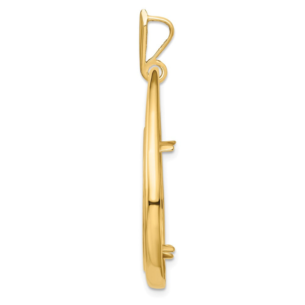 FJC Finejewelers 14 kt Yellow Gold Polished Teardrop Shaped 22.0mm Prong Coin Bezel Pendant