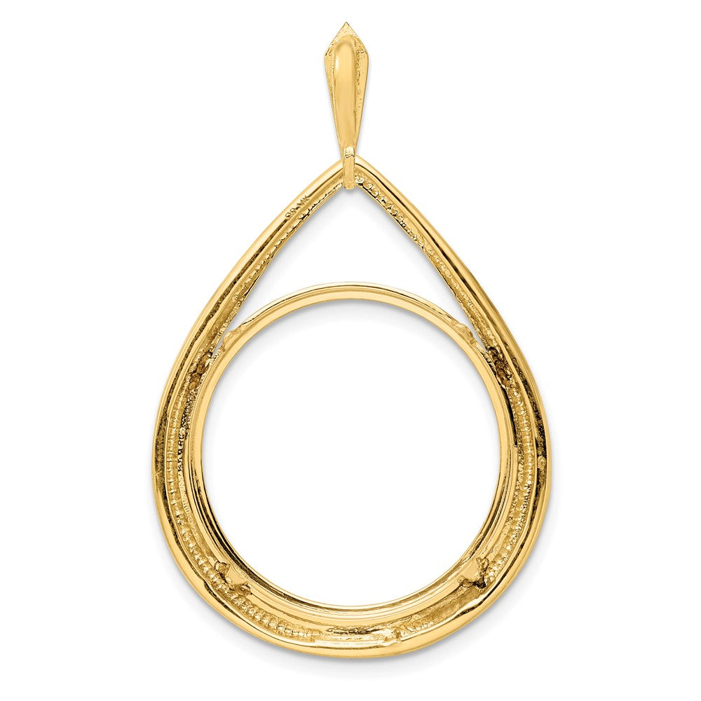FJC Finejewelers 14 kt Yellow Gold Polished Teardrop Shaped 22.0mm Prong Coin Bezel Pendant