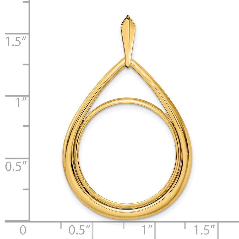 FJC Finejewelers 14 kt Yellow Gold Polished Teardrop Shaped 22.0mm Prong Coin Bezel Pendant