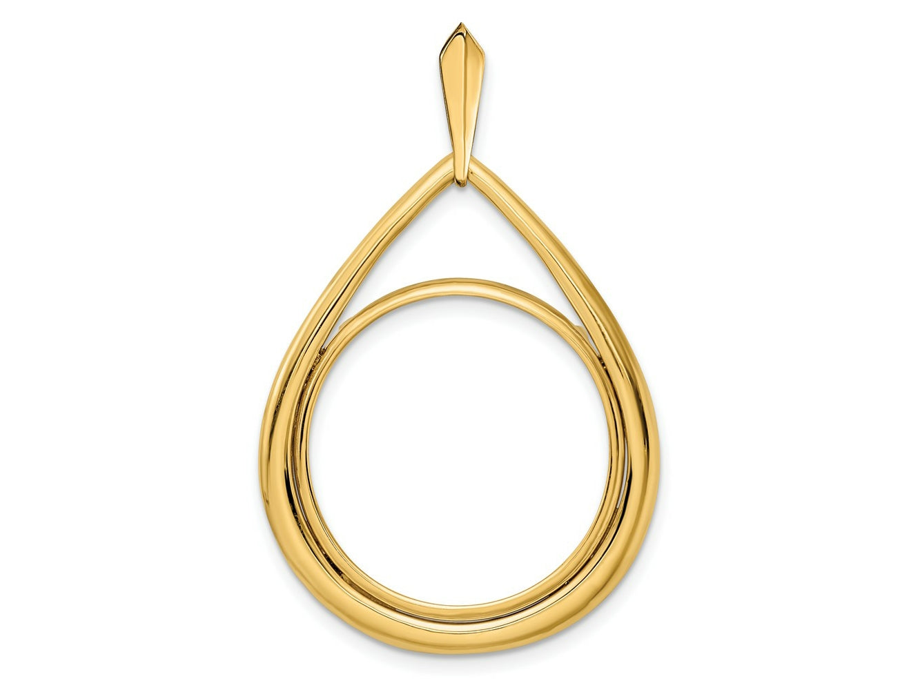 FJC Finejewelers 14 kt Yellow Gold Polished Teardrop Shaped 22.0mm Prong Coin Bezel Pendant