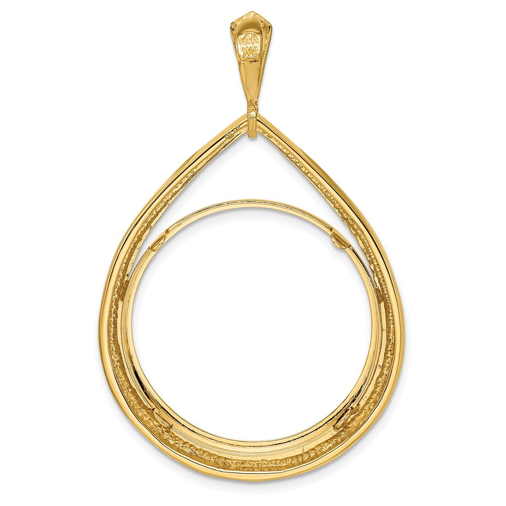 FJC Finejewelers 14 kt Yellow Gold Polished Teardrop Shaped 27.0mm Prong Coin Bezel Pendant