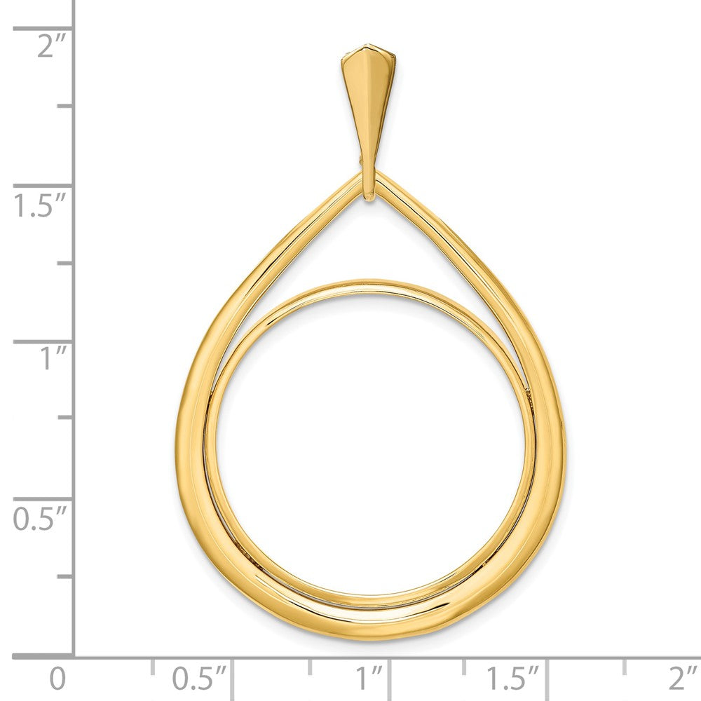 FJC Finejewelers 14 kt Yellow Gold Polished Teardrop Shaped 27.0mm Prong Coin Bezel Pendant