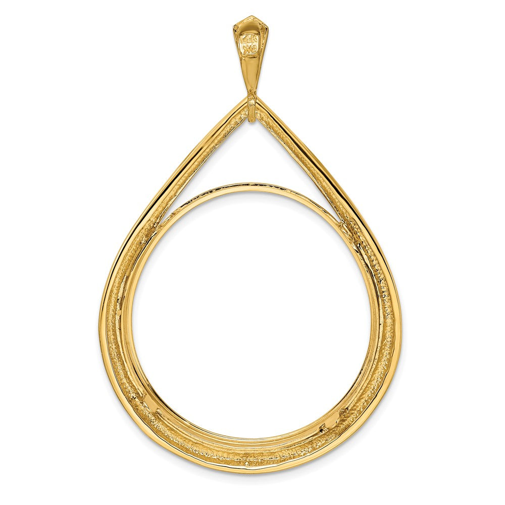 FJC Finejewelers 14 kt Yellow Gold Polished Teardrop Shaped 32.7mm Prong Coin Bezel Pendant