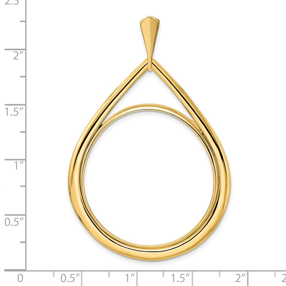FJC Finejewelers 14 kt Yellow Gold Polished Teardrop Shaped 32.7mm Prong Coin Bezel Pendant