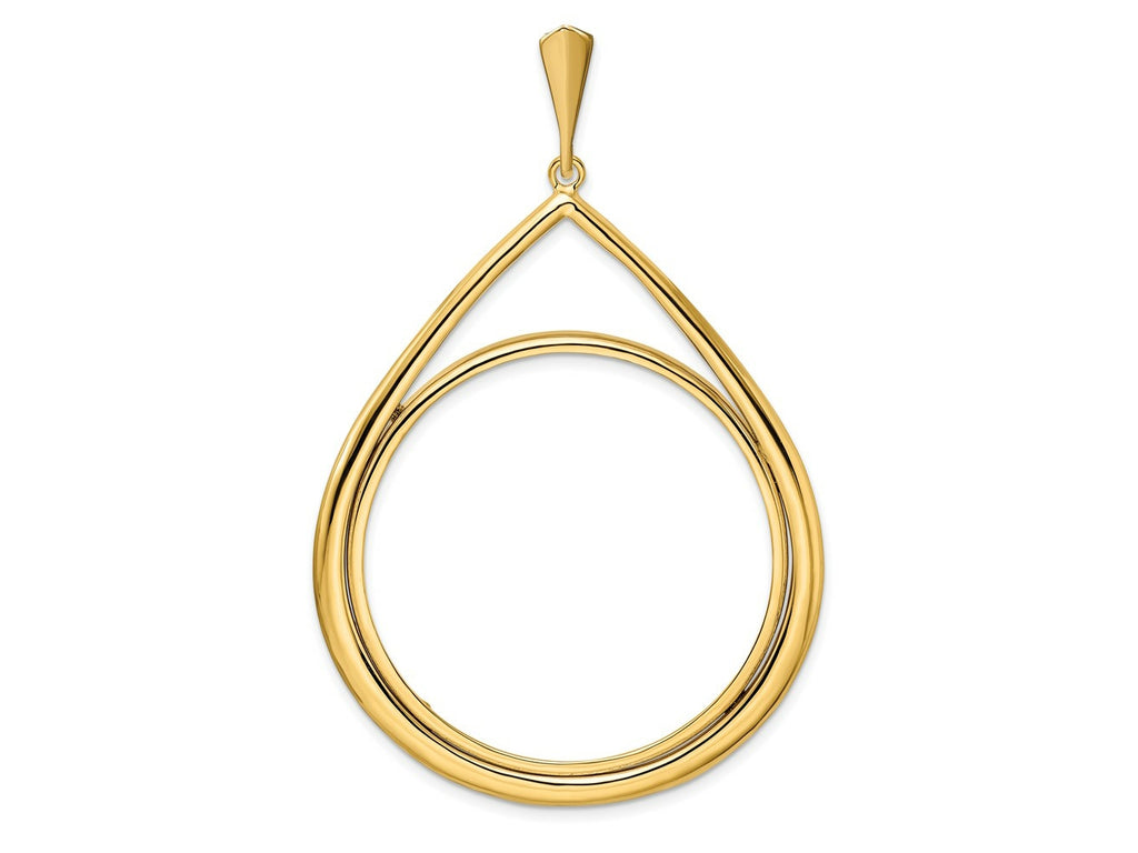 FJC Finejewelers 14 kt Yellow Gold Polished Teardrop Shaped 37.0mm Prong Coin Bezel Pendant