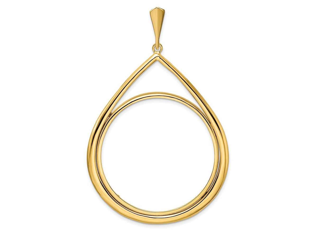 FJC Finejewelers 14 kt Yellow Gold Polished Teardrop Shaped 37.0mm Prong Coin Bezel Pendant