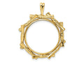 FJC Finejewelers 14 kt Yellow Gold and Textured Overlap Bamboo 22mm Prong Coin Bezel Pendant