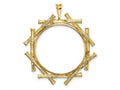 FJC Finejewelers 14 kt Yellow Gold and Textured Overlap Bamboo 27mm Prong Coin Bezel Pendant