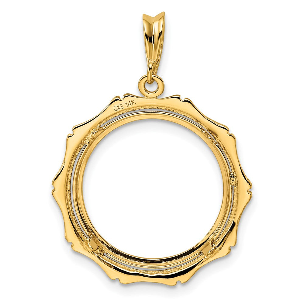FJC Finejewelers 14 kt Yellow Gold and Textured Bamboo 18.0mm Prong Coin Bezel Pendant