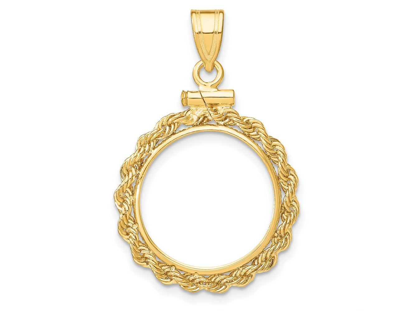 FJC Finejewelers 14 kt Yellow Gold Rope 15.0mm x 0.8mm Screw Top Coin Bezel Pendant