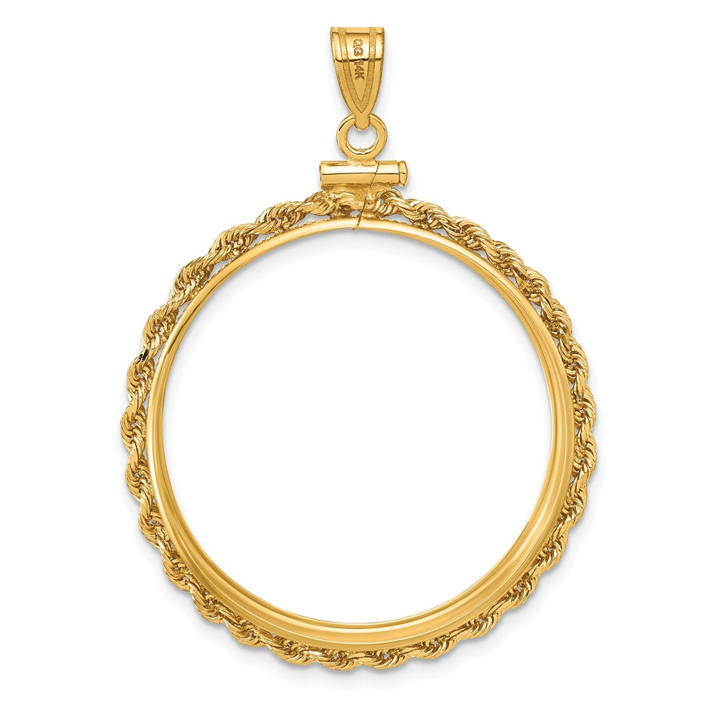 FJC Finejewelers 14 kt Yellow Gold Polished Rope 30.0mm x 3mm Screw Top Coin Bezel Pendant